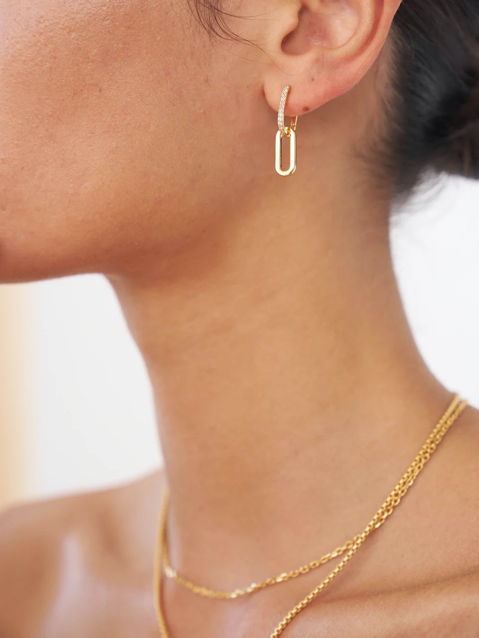 Celine Earrings Gold Pave