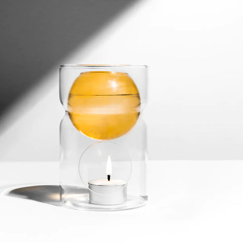 Oil Burner + Tea Light - Amber + Clear