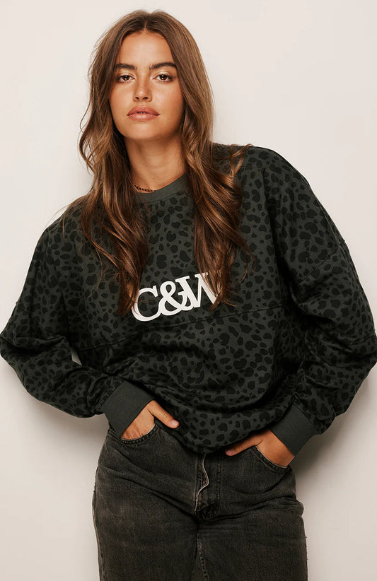 Peta Sweater - Charcoal Leopard