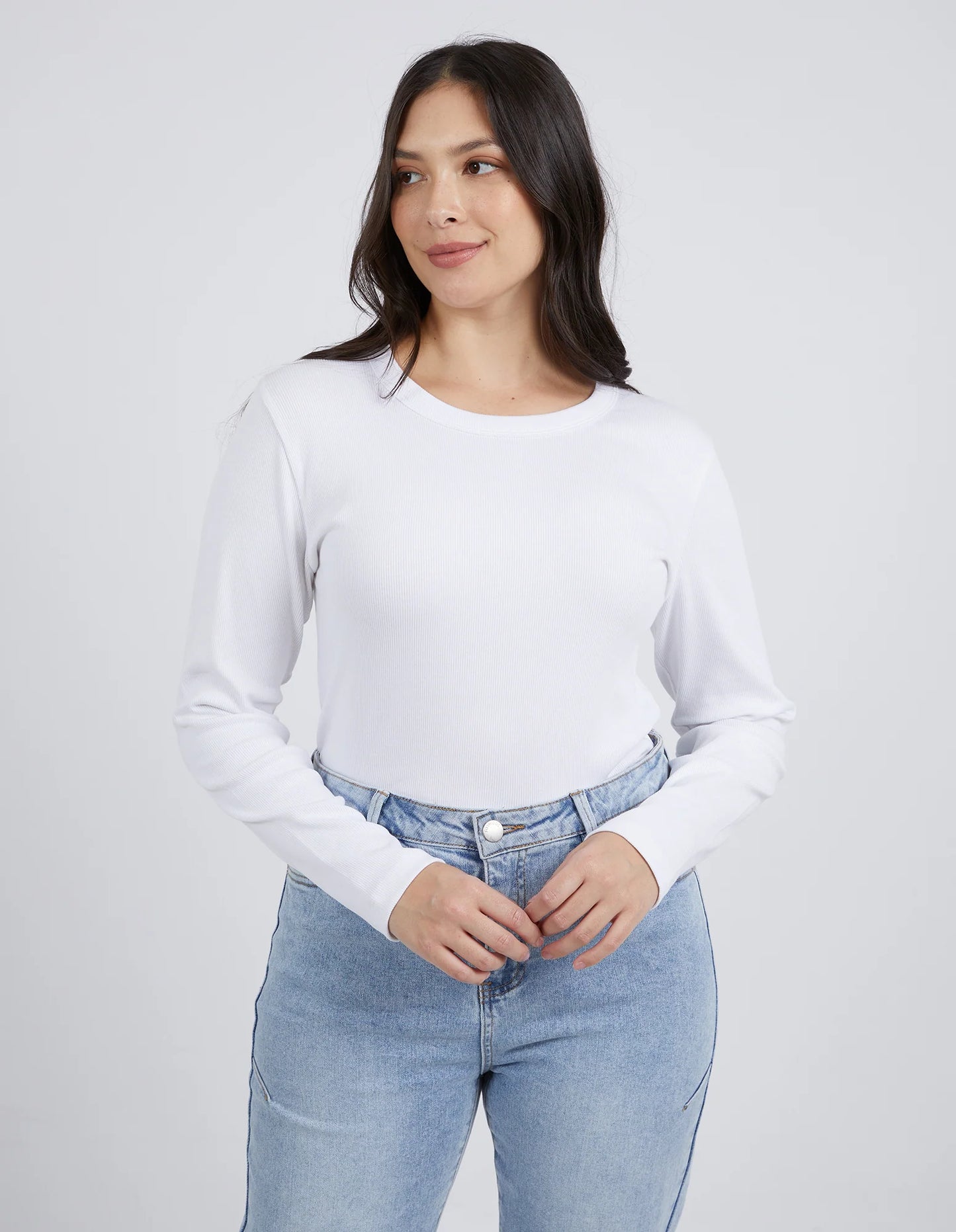 Scoop Long Sleeve Tee - White