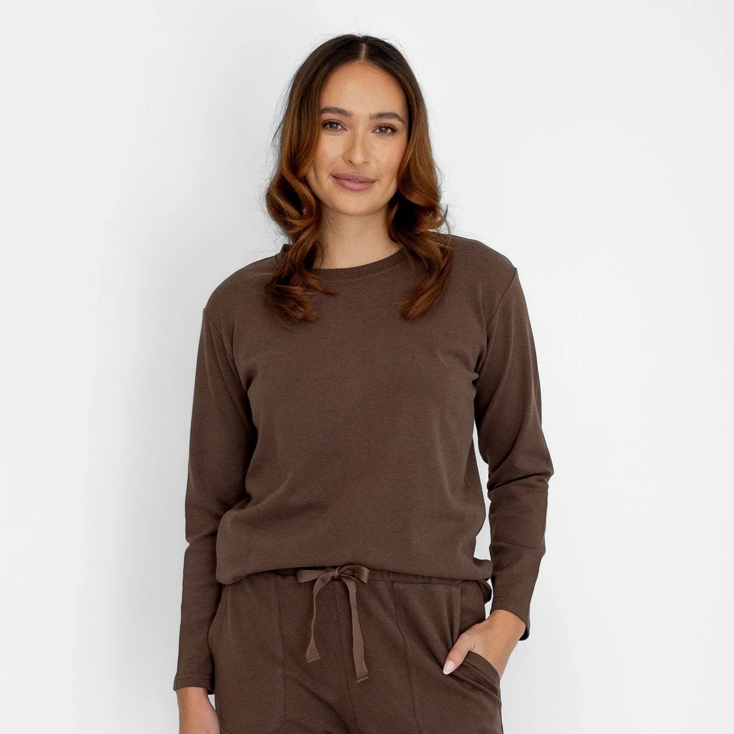 Zoe Bamboo Jersey Top - Cocoa