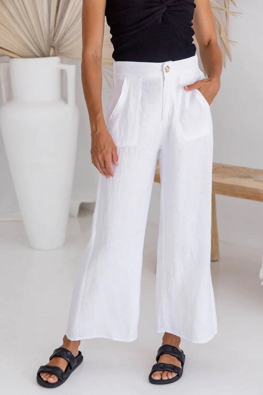 Jude Linen Pants - White