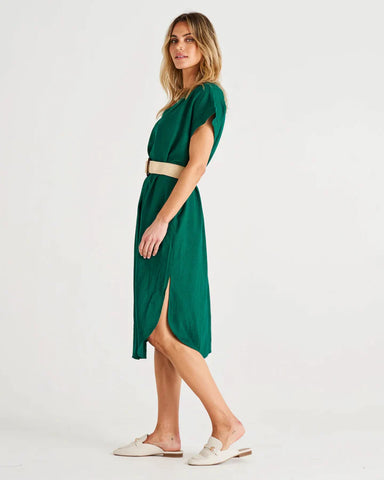 Roma Linen Dress - Green