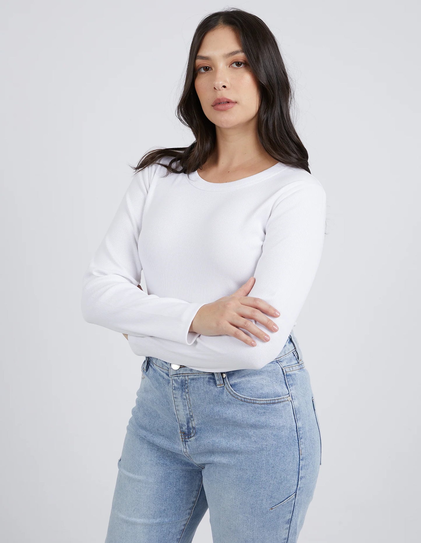 Scoop Long Sleeve Tee - White