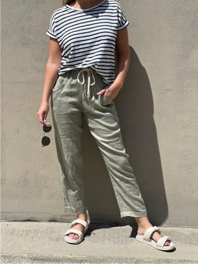 Luxe Linen Pant - Light Khaki