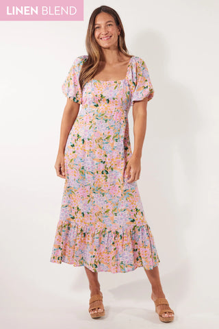 Flora Tie Dress - Sunset Hydrangea