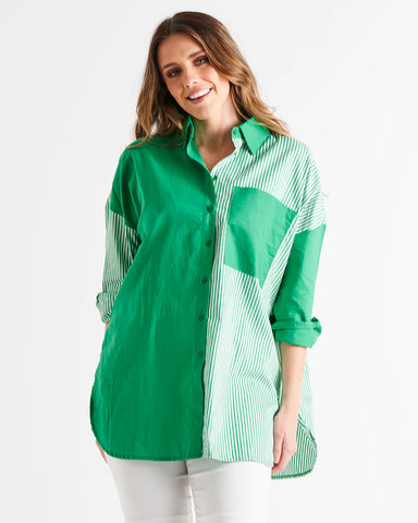 Quinn Shirt - Green Stripe