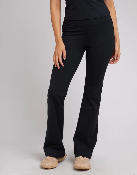 Rib Flare Pants Black