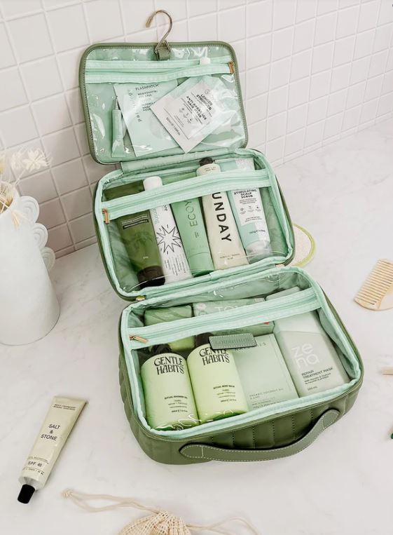 Maggie Rosie Cosmetic Bag Set Sage Green