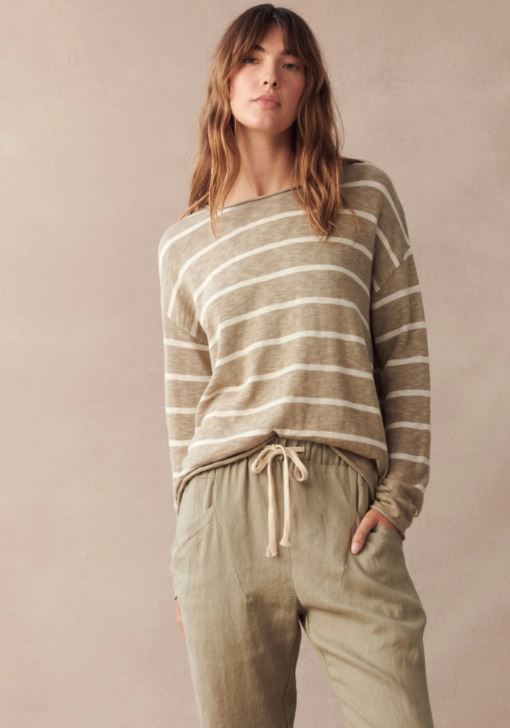 Minnie Top Khaki/Stone Stripe