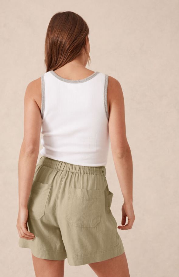 Panelled Pull on Short Olive