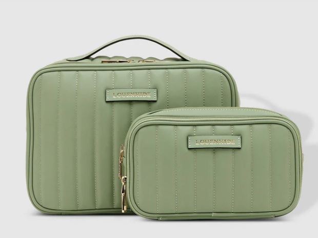 Maggie Rosie Cosmetic Bag Set Sage Green