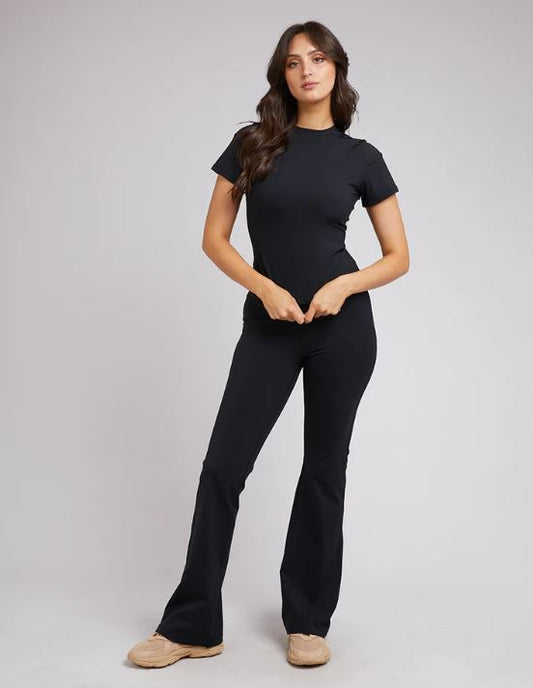 Rib Flare Pants Black