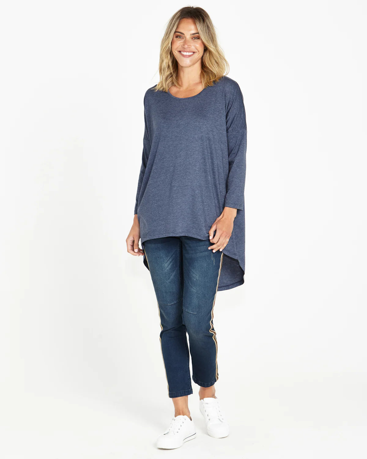 Celeste Tunic Tee - Navy Marle