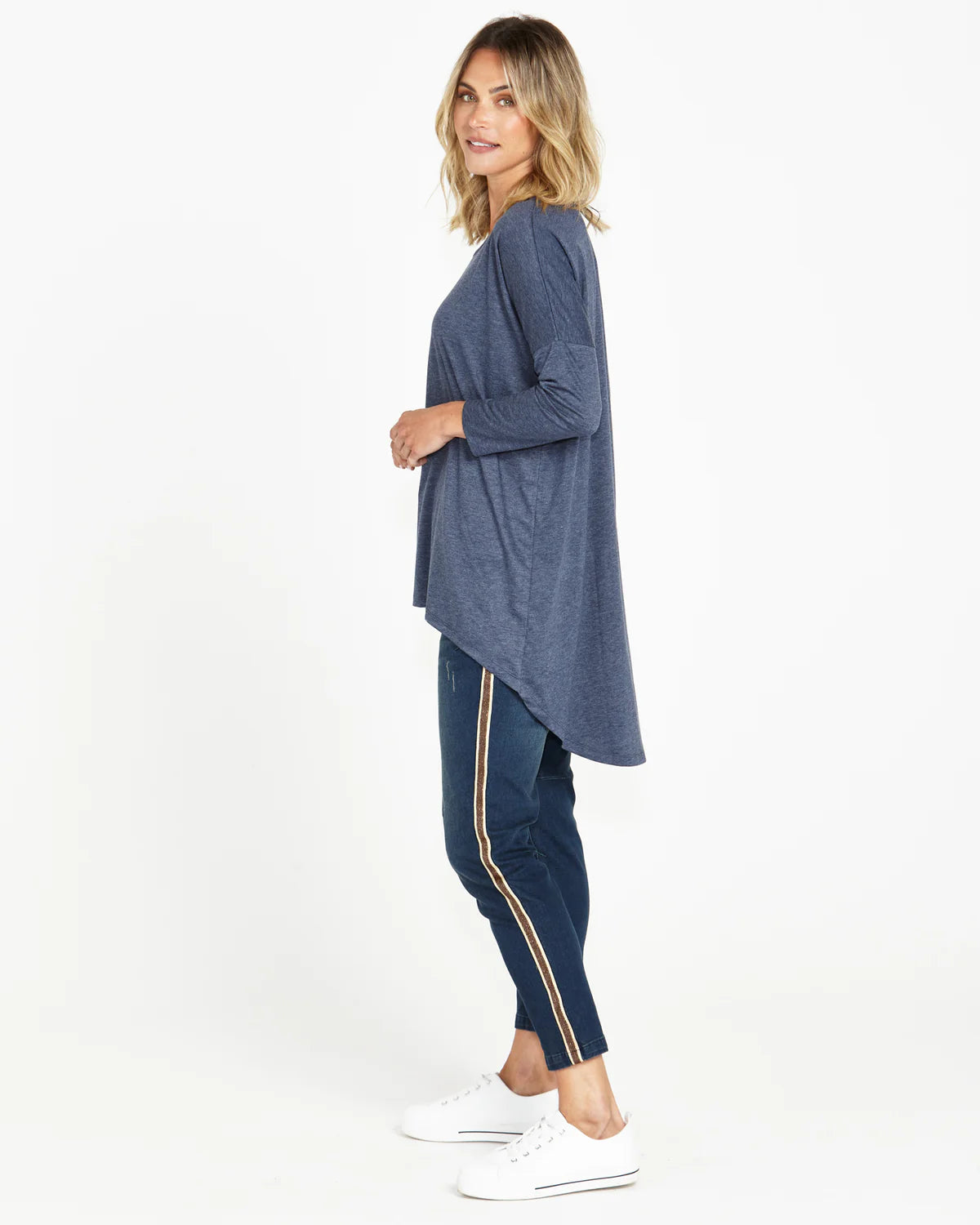 Celeste Tunic Tee - Navy Marle