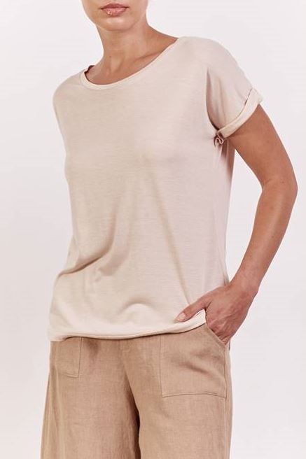 Roll Sleeve Tee Nude