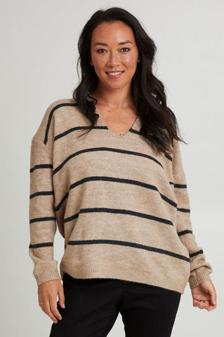 Halie Knit Taupe with Charcoal