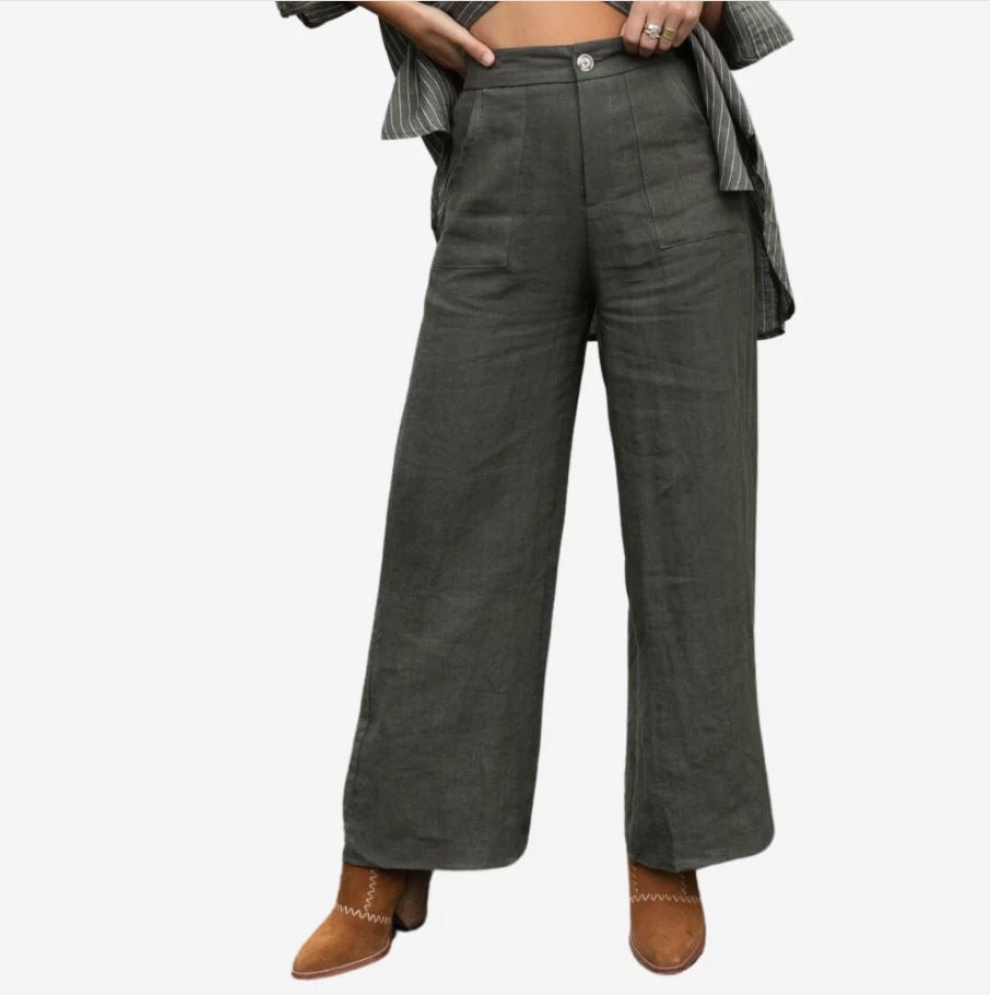 Jude Linen Pant - Khaki