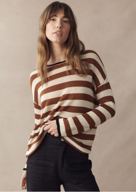 Em Spring Knit Coffee Stripe