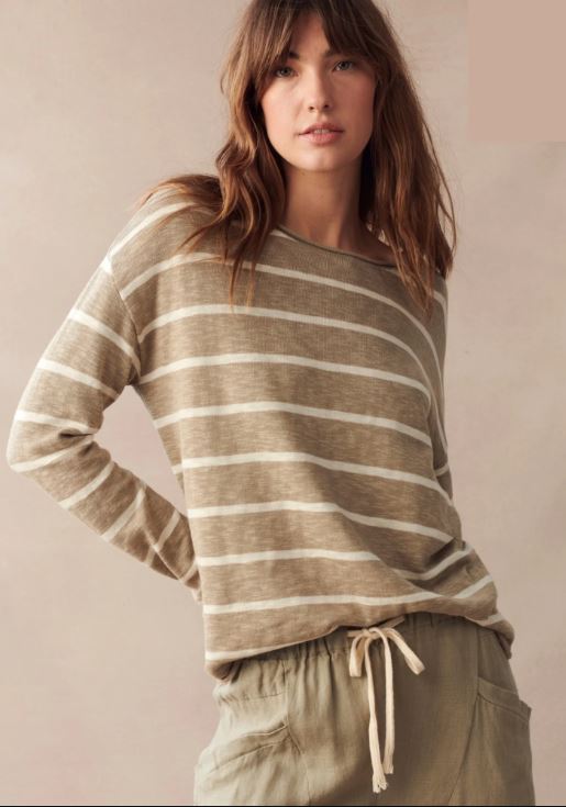 Minnie Top Khaki/Stone Stripe