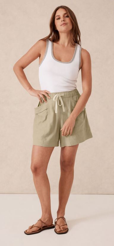 Panelled Pull on Short Olive