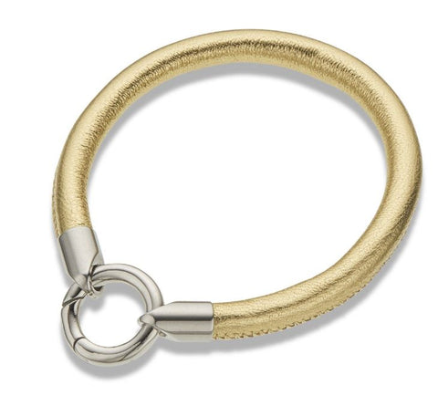 Palas Gold Leather Ring Clasp Bracelet