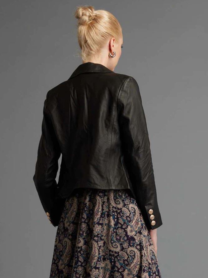 Hey You Leather Blazer Jacket Black