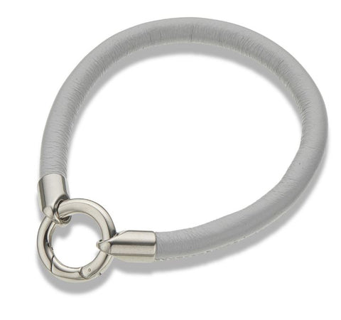 Palas Grey Leather Ring Clasp Bracelet
