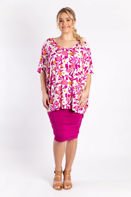 Hi-Low Miracle Top - Pink Daisy