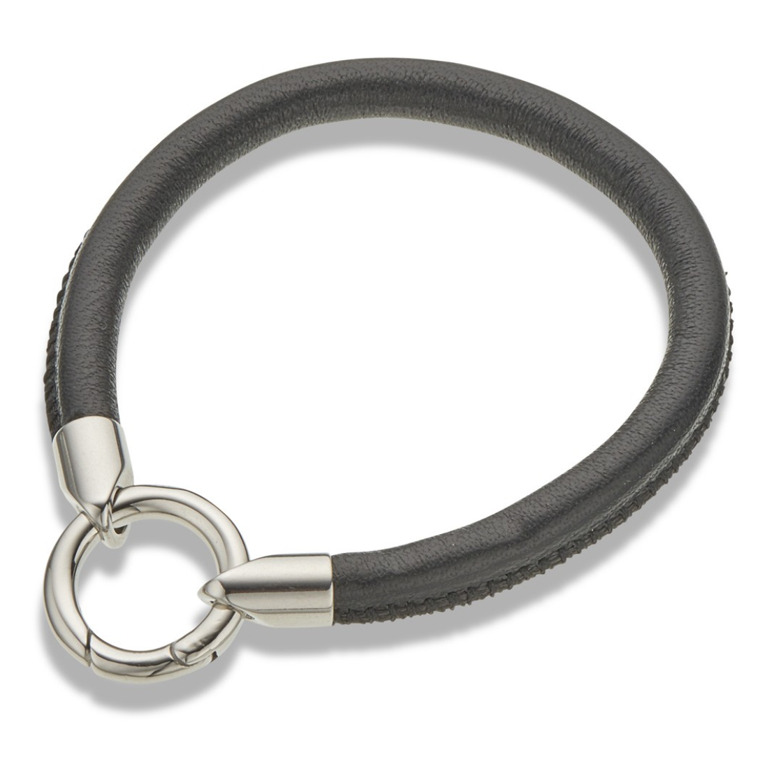 Palas Black Leather Ring Clasp Bracelet